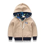 PANCY 子供服 秋冬 防寒コート キッズ スウェットパーカー フード付き トレーナー フーディ 長袖 厚手 男の子 刺繍(ベージュ,130cm)