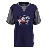 NHLコロンバス・ブルージャケッツ半袖ラグランPCD TEE , Large , Navy