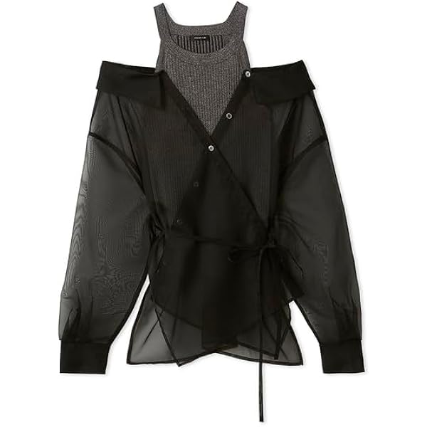 FRAY I.D（フレイ アイディー）アシメネックドレープニットブラック FRAY I.D 新作10%OFF フレイアイディー トップス 25春夏 アシメ