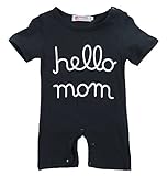ベビー　男の子　女の子　hello　プリント　ロンパース　コットン　灰　ノースリーブ 紺　半袖 ファション　可愛い　大人気 (0-6月, 紺)