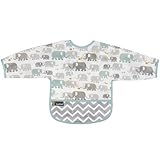 クーシーズ/Kushies 長袖ウォータープルーフ クリーンビブ (M, ゾウ) お食事ビブ スタイ エプロン [KushiesCleanbib] (M, ゾウ)