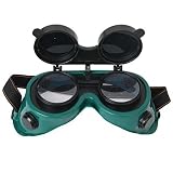 ノーブランド品 　2個入り　お買い得　溶接用 ゴーグル メガネ 防塵　開閉タイプ　軽量　耐久性　グリーン