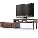 国産 伸縮テレビ台 ローボード ~37型対応 90~174cm 木製 無垢材 ウォルナット