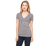 レディースアンティーク調ロゴデザイン2 Short Sleeve 50 / 50 Vネックシャツ S