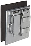 Morris Products 37230 Weatherproof Cover, Two Gang, 1 Single Receptacle and 1 Duplex Receptacle, Gra