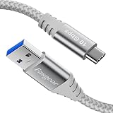 Fasgear USB-Cケーブル 1.5m USB-A to Type-C 3.2 Gen2 10Gbps 3A急速充電 PS5 Switch対応 メッシュ被覆 Galaxy S23 ポータブルSSD Android Auto対応 (グレー)
