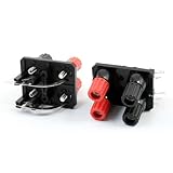 uxcell　ブラック　レッド　オーディオ　ビデオ　AV同心4メスジャック　バナナソケットボード　2個