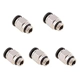 Fenteer 耐久　高品質　プラスチック　金属製　エア　ウォーター　ホースチューブコネクタ　ストレートプッシュ　空気圧継手　全8サイズ　5個セット - DPC-G-C8-G01