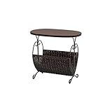 ラタンサイドテーブル ダークブラウン CB（ダークブラウン） 幅50×奥行き35×高さ46cm（約）