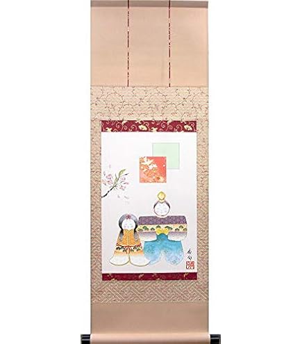 ひなまつり　掛け軸　ひな祭り　ひな人形　　 Amazon.co.jp: 【節句掛軸】【祝い掛軸】ひな祭り(桃の節句)掛け軸
