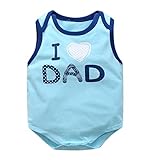 エルフ ベビー(Fairy Baby)新生児半袖ボディスーツ ノースリーブ ロンパース 愛パパ ブルー サイズ：95