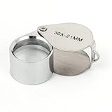 uxcell 拡大鏡ルーペ 30倍 レンズ径21mm ガラス ミニデザイン 金属体 ハンドヘルド