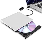 外付け DVDドライブ USB 3.0 type-c 外付CD・DVDドライブ CD/DVDプレーヤー 外付け光学ドライブ PC外付けドライブ ポータブルドライブ CD/DVDドライブ ノートパソコン CD/DVD読取・書込 DVD±RW CD-RW USB3.0/2.0 Window/Mac OS両対応 高速 静音 超スリム 薄型 コンパクト (ホワイト(USB))