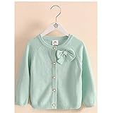 WIN キッズ 子供服 女の子 女児 ガールズ 長袖 ニット セーター かわいい おしゃれ着　冷房対策 お出かけ ニット コート ジャケット カーディガン 長袖 秋冬子供服 (120cm, ブルー)