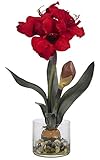 Nearly Natural 4827 Amaryllis with Round Vase, Red [並行輸入品]