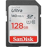 SanDisk 128GB Ultra UHS-I SDXC メモリーカード、読み取り140MB/秒。