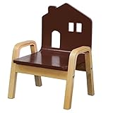 キッズ用木製チェア (ブラウン) 【こども用椅子/軽量設計/組立品/おうちの形】