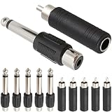 Xiatiaosann 6.35mm - RCA アダプター、1/4 インチ TS メス - RCA オス & 1/4 インチ TS オス - RCA メス、マイク、KTV システム用モノラルオーディオプラグコンバーター (12 パック)