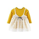 SIEGES ワンピース キッズ チュニック チュールスカート 子供服 長袖 レース 秋 冬 春 女の子 ガールズ イエロー 110cm