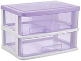 サンコープラスチック 小物収納2段 ストッキー 幅38.5×奥26.5×高26cm パープル