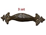 jtw- Lot of 3個Cast IronアンティークスタイルFancyバーンハンドルゲートPull Shedドアハンドル – 6.5 " Long Rustブラウン仕上げ