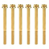 Ruifu M6 オートバイ 小さい頭フランジ 六角ボルト 15 20 25 30 35 40 45 50 55 60 65 70 75 80 90 mm ピッチ 1.0mm 6個入り (M6x70mm, ゴールド)