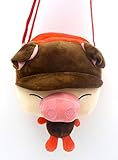 ぶたさん ふわふわ ショルダーバッグ キッズ ベビー 用 可愛い ミニポシェット 肩掛けバッグ (茶x赤）