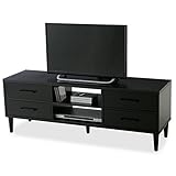 LOWYA （ロウヤ） テレビ台 テレビボード 可動棚 金属スライドレール 引出し4杯 ローボード ラック 幅139.5cm ブラック