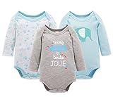 赤ちゃん男の子3パック長袖Onesies Cartoon Elephant PrintばねBodysuits US サイズ: S カラー: ブルー