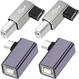 HAAMNING7 4個セット90度USB C - MIDIアダプターUSB B to Type C 90度コネクター直角Type Cオス to USB-Bメス プリンターアダプターエレクトリックピアノDJコントローラープリンター用