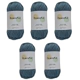すみれcraftショップ Peaceful コットン糸 毛糸 一玉約40～45g 96～108m 同色５玉セット 編み物 (12.ブルー)