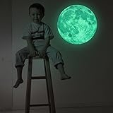 Happy Hours - 30cm Removable Moon Luminous Green Wall Stickers / Unique Wall Decors Glow in Dark Wal