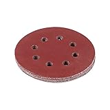 10個125mmサンディングディスク丸型レッドサンドペーパー研磨パッド8穴60 80 100 120 150 180 240 320 800 1000グリット(150#)