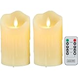 AnnTec ledキャンドル 【2点セット】 ledキャンドルライト led キャンドル キャンドルライト 電池式 led ロウソク ledろうそく led 暖色光 専用リモコン付 自動消灯タイマー 明るさ調整 本物の炎のようにゆらめく 火を使わな