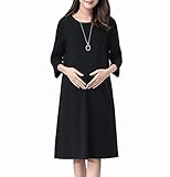 Spinas (スピナス) マタニティ レディース 七分袖 Ａライン ブラック ジャージー ワンピース ひざ丈 フォーマル にも きれい ワンピース
