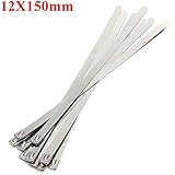 ILS - 10 pieces 12X150mm Ball Lock Metal Stainless Steel Zip Ties Wrap Strap