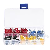 Vuage(TM) 102PCS盛り合わせ絶縁端子10種類の銅圧着電線ケーブルコネクタキットコードリングエンドセット+収納ボックス