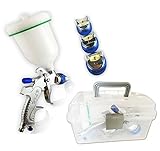 Muzata HVLP Gravity Feed Air Spray Gun 3 Nozzles 1.4mm 1.7mm 2.0mm, 600cc Cup [並行輸入品]
