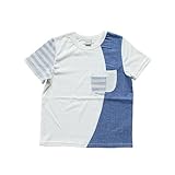 CORVa 男の子 Tシャツ 半袖 半そで デニム タンガリー キッズ 兄弟おそろい子供服 (140cm, ブルー)