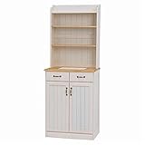 キッチンカウンター/キッチン収納 【幅59cm】 木製 棚/高さ調節可 カントリー調 ナチュラルアイボリー【代引不可】 生活用品 インテリア 雑貨 インテリア 家具 食器棚 カウンタータイプ top1-ds-1831724-ak [簡易パッ