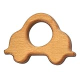 Baby Teether Cute Car Design, Organic Unfinished Beechwood, "Ev's Toy Chest" BPA Free [並行輸入品]