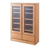 天然木パイン材　高級書棚　幅80cmロータイプ　ナチュラル色　TE-0037