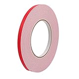 uxcell スポンジテープ フォームテープ 粘着テープ PE 8mm幅 2mm厚さ レッド ホワイト ノイズ絶縁 1個入り