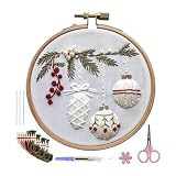 刺繍飾りキット、大人用クリスマス刺繍キット, 2024 クリスマス アート クラフト キット, 楽しい手刺繍スタンプキット、初心者向け大人向けホリデー刺繍キット