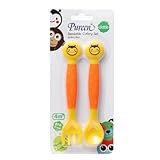 Pureen Skittle Baby Spoon and Fork Bendable Cutlery Set BPA Free for 4 months+ (Orange-Yellow) by Pu