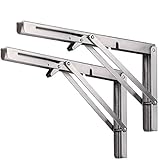 Homeme 棚受け金具 L字型 SUS304ステンレス鋼 2本入 耐荷重80kg 棚支え ブラケット 折りたたみ 金具