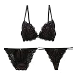 [Mon cher pigeon*] ブラジャー ショーツ セット Tバック 3点 モンシェルピジョン トレラ(BK-ブラック、C70-M)