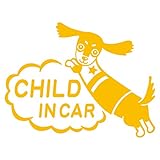 imoninn CHILD in car ステッカー　【パッケージ版】　No.38　ミニチュアダックスさん　（黄色）