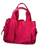 ノーブランド品 キャンバスbigトートバッグ　マザーズバッグ　レディースバッグ 軽量 ベビー用品収納バッグ デイリーバッグチェリーピンク(16)