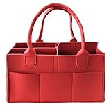 APSOONSELL おむつストッカー、軽量フェルト ベビー用品収納バッグ 収納力抜群 レッド